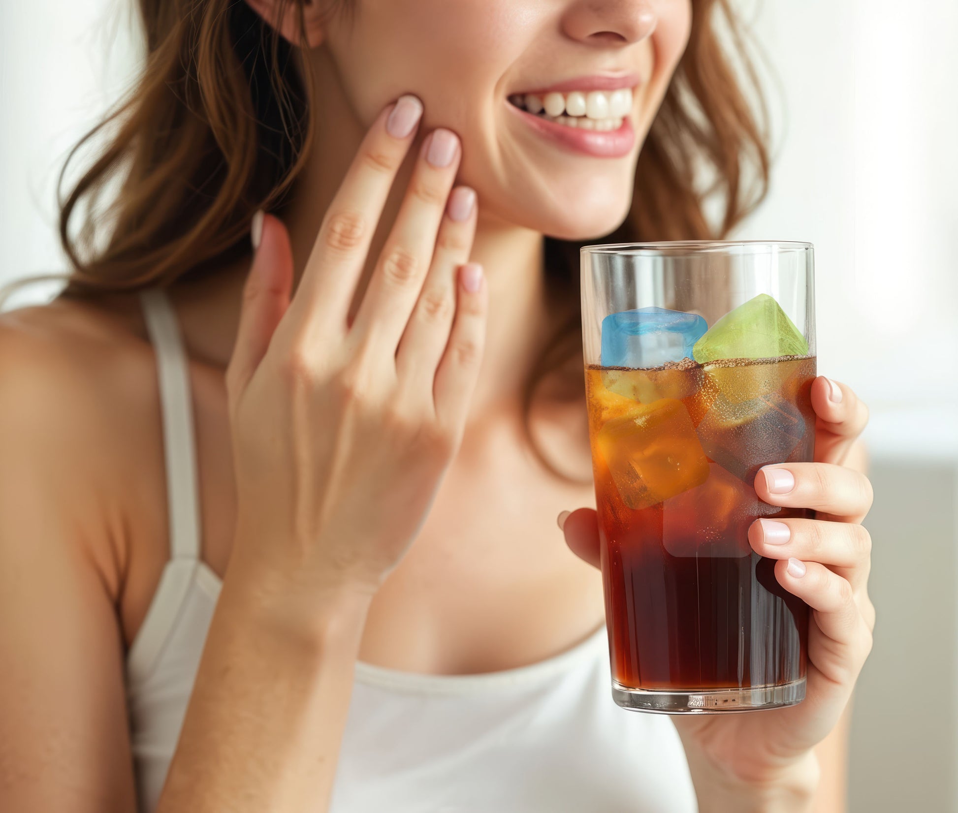 Iced tea with Reusacube reusable ice cubes in a glass